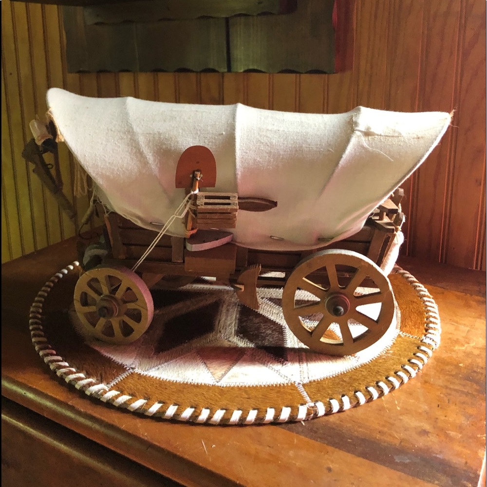 Small antique mantel chuck wagon